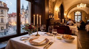Luxusní interiér a elegantní prostředí restaurace La Finestra Praha